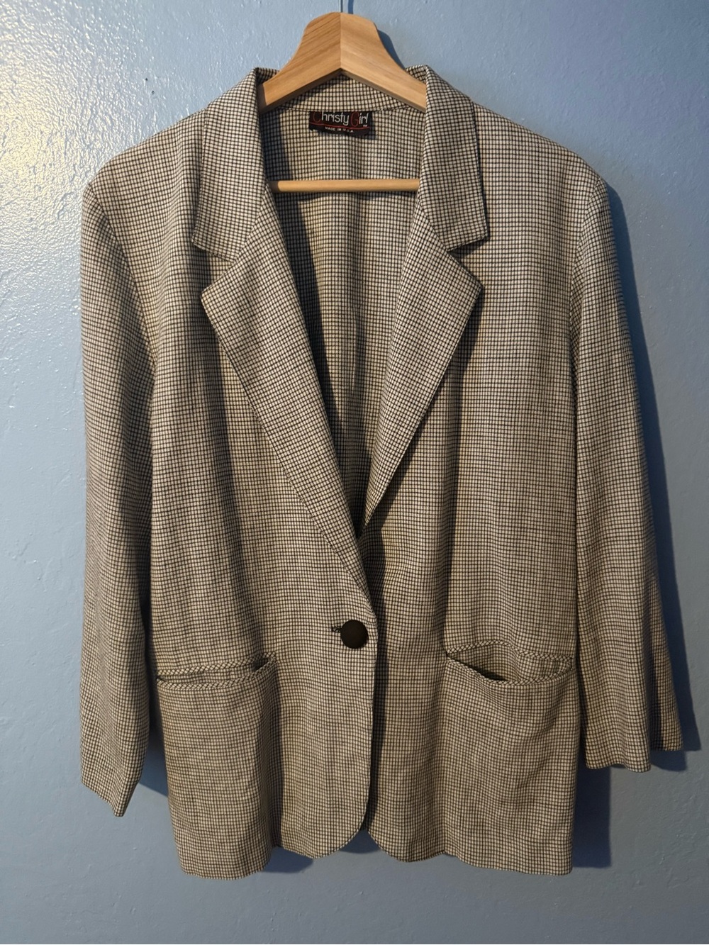 Christy Girl Linen Black & White Checked Blazer